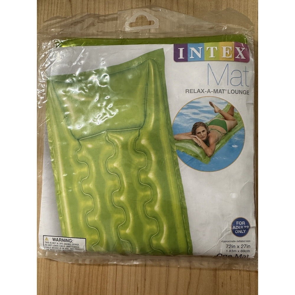 Intex Mat Transparent Mat 72"x27" New in Package Float Pool Lounge Like Green